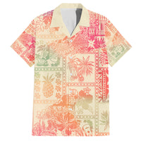 Hawaii Family Matching Off Shoulder Maxi Dress and Hawaiian Shirt Aloha Tribal Pattern Sweat Pink Ombre LT9 Dad's Shirt - Short Sleeve Pink - Polynesian Pride