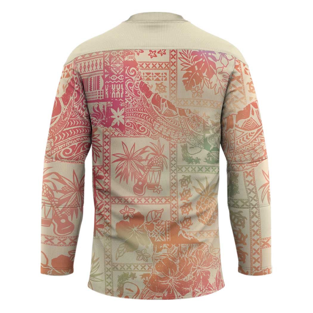Hawaii Sweat Pink Ombre Hockey Jersey Aloha Tribal Pattern - Polynesian Pride
