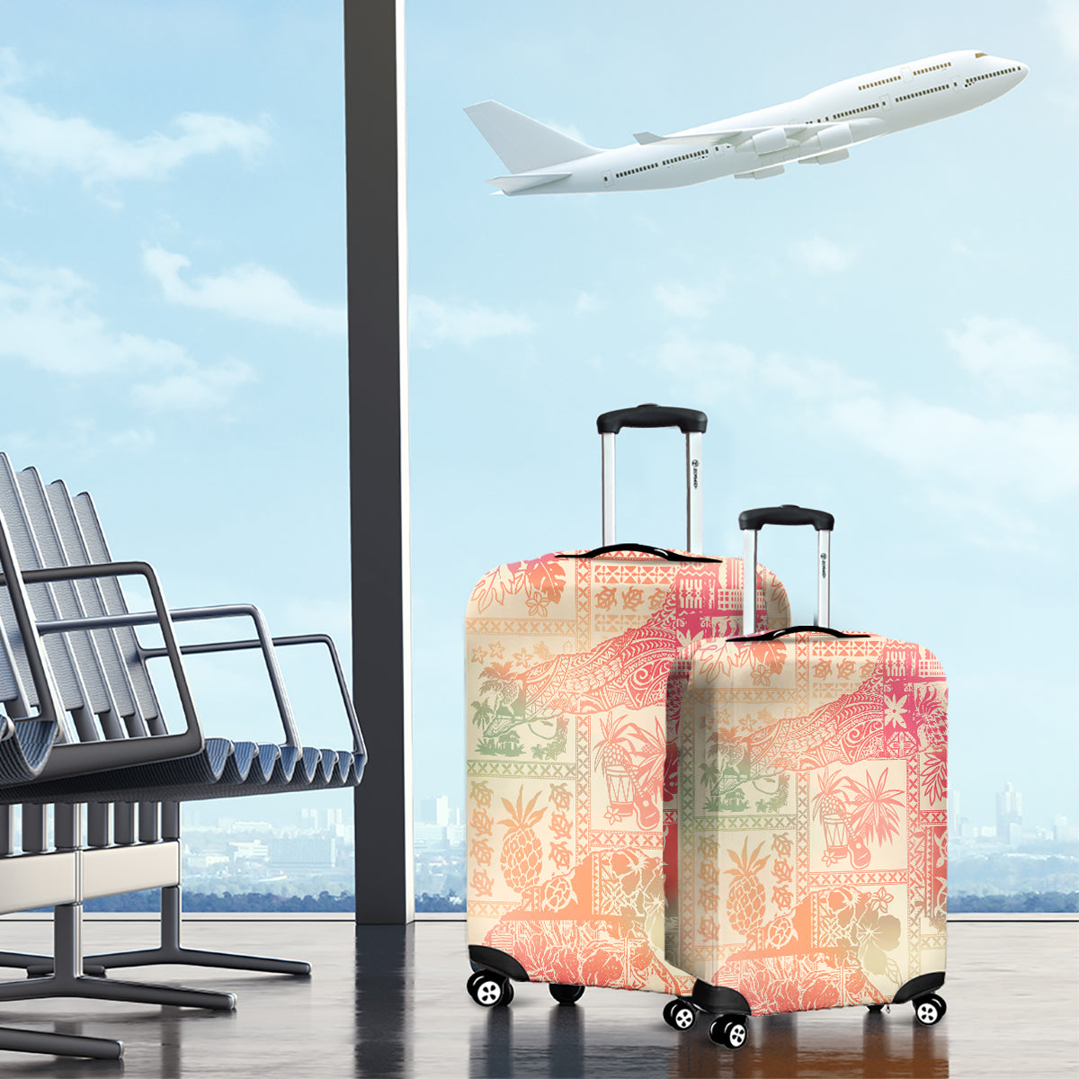 Hawaii Luggage Cover Aloha Tribal Pattern Sweat Pink Ombre LT9 - Polynesian Pride