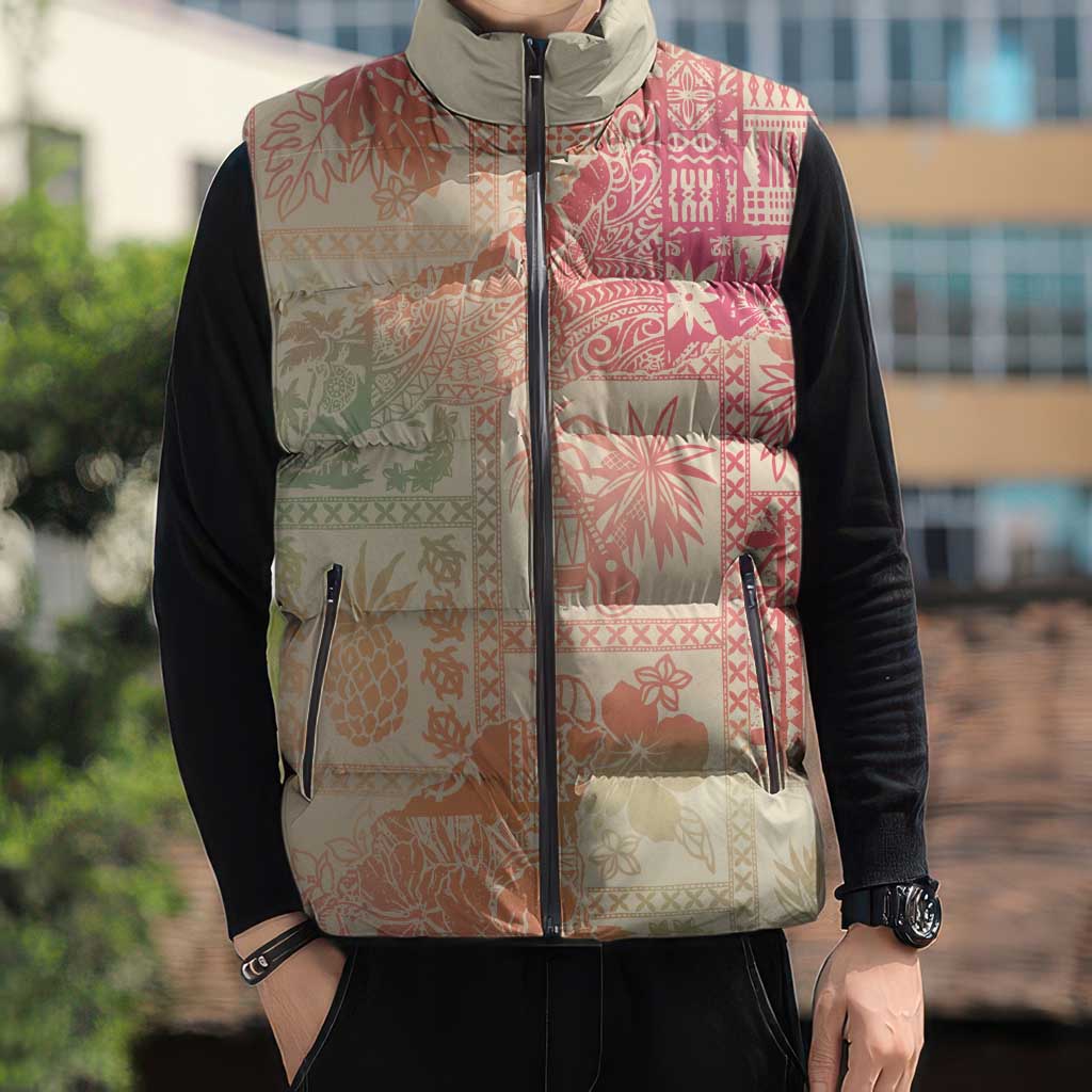 Hawaii Sweat Pink Ombre Sleeveless Puffer Jacket Aloha Tribal Pattern - Polynesian Pride