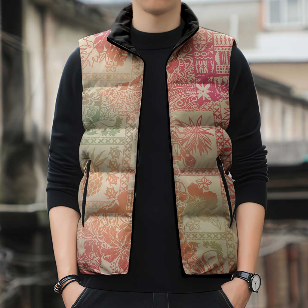 Hawaii Sweat Pink Ombre Sleeveless Puffer Jacket Aloha Tribal Pattern - Polynesian Pride