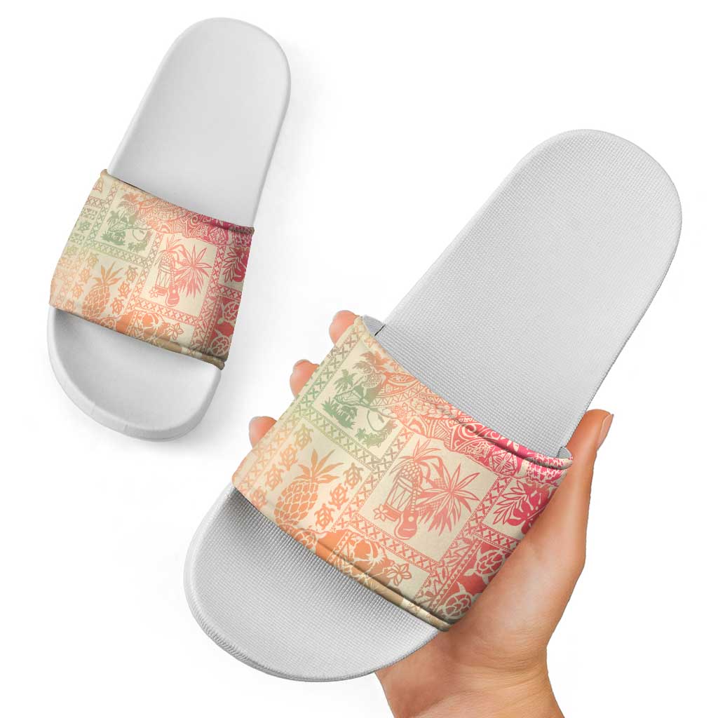 Hawaii Sweat Pink Ombre Slide Sandals Aloha Tribal Pattern - Polynesian Pride