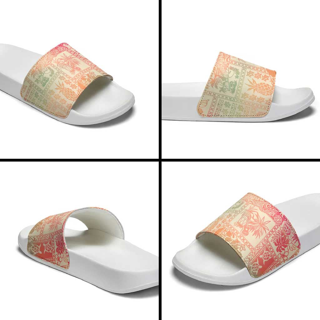 Hawaii Sweat Pink Ombre Slide Sandals Aloha Tribal Pattern - Polynesian Pride