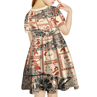 Aloha Hawaii Christmas Kid Short Sleeve Dress Mele Kalikimaka Tapa Tribal Retro Style LT9 - Polynesian Pride