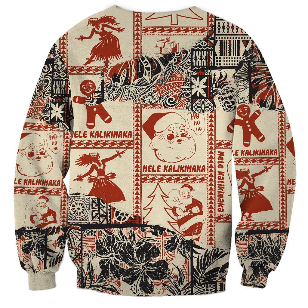 Aloha Hawaii Christmas Sweatshirt Mele Kalikimaka Tapa Tribal Retro Style LT9 - Polynesian Pride