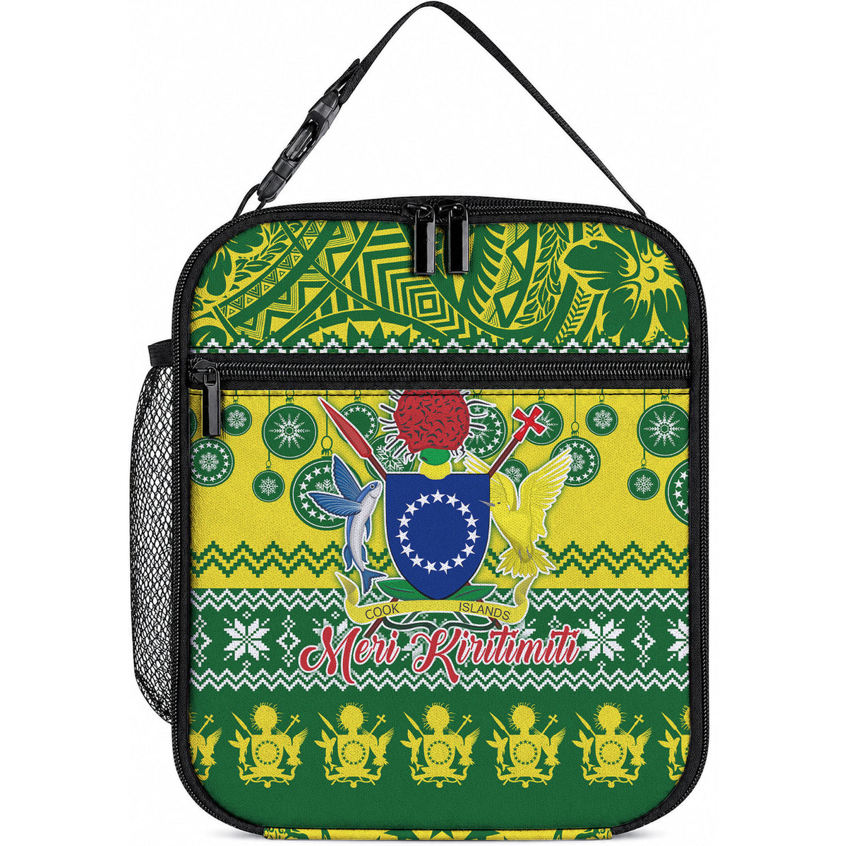 Cook Islands Christmas Lunch Bag Santa Beach Meri Kiritimiti LT9 10.2 × 8.3 × 4.3 inch Green - Polynesian Pride