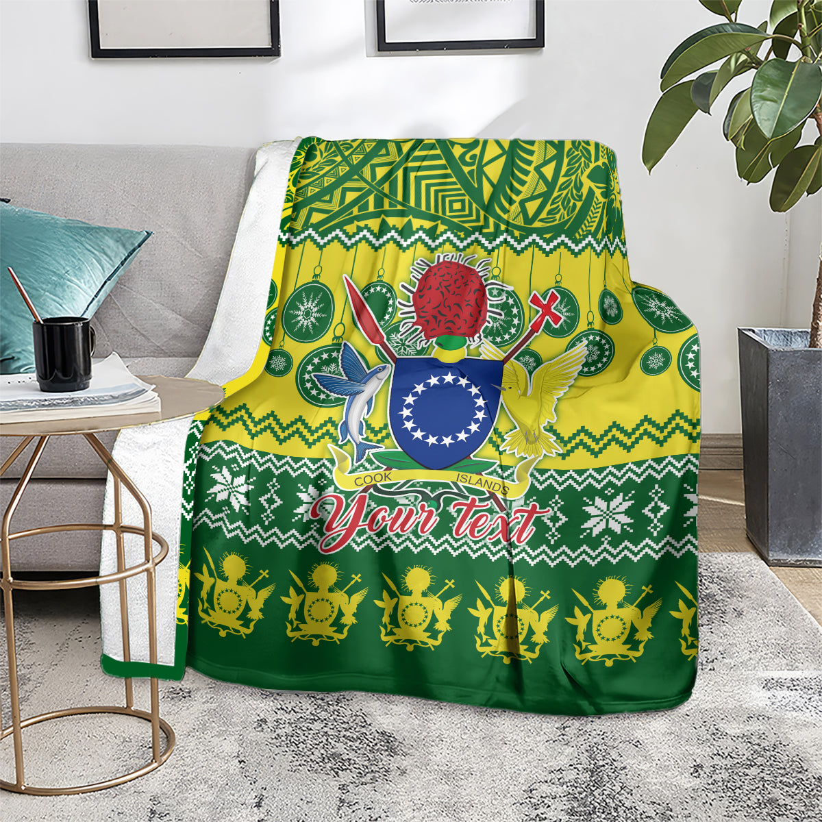 Personalised Cook Islands Christmas Blanket Santa Beach Meri Kiritimiti LT9 - Polynesian Pride