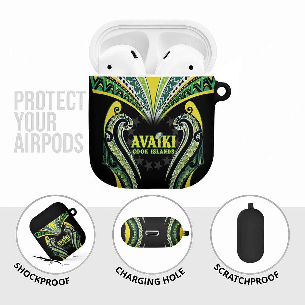 Rugby Cook Islands Avaiki AirPods Case Black Kuki Airani Tribal Maori Inspired LT9 - Polynesian Pride