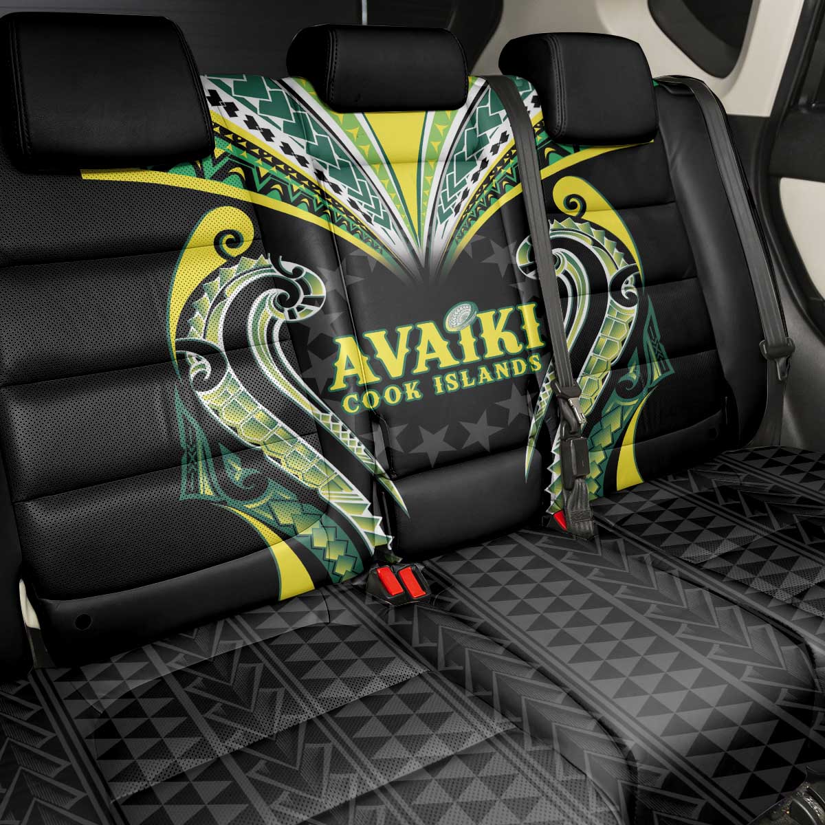 Rugby Cook Islands Avaiki Back Car Seat Cover Black Kuki Airani Tribal Maori Inspired LT9 - Polynesian Pride