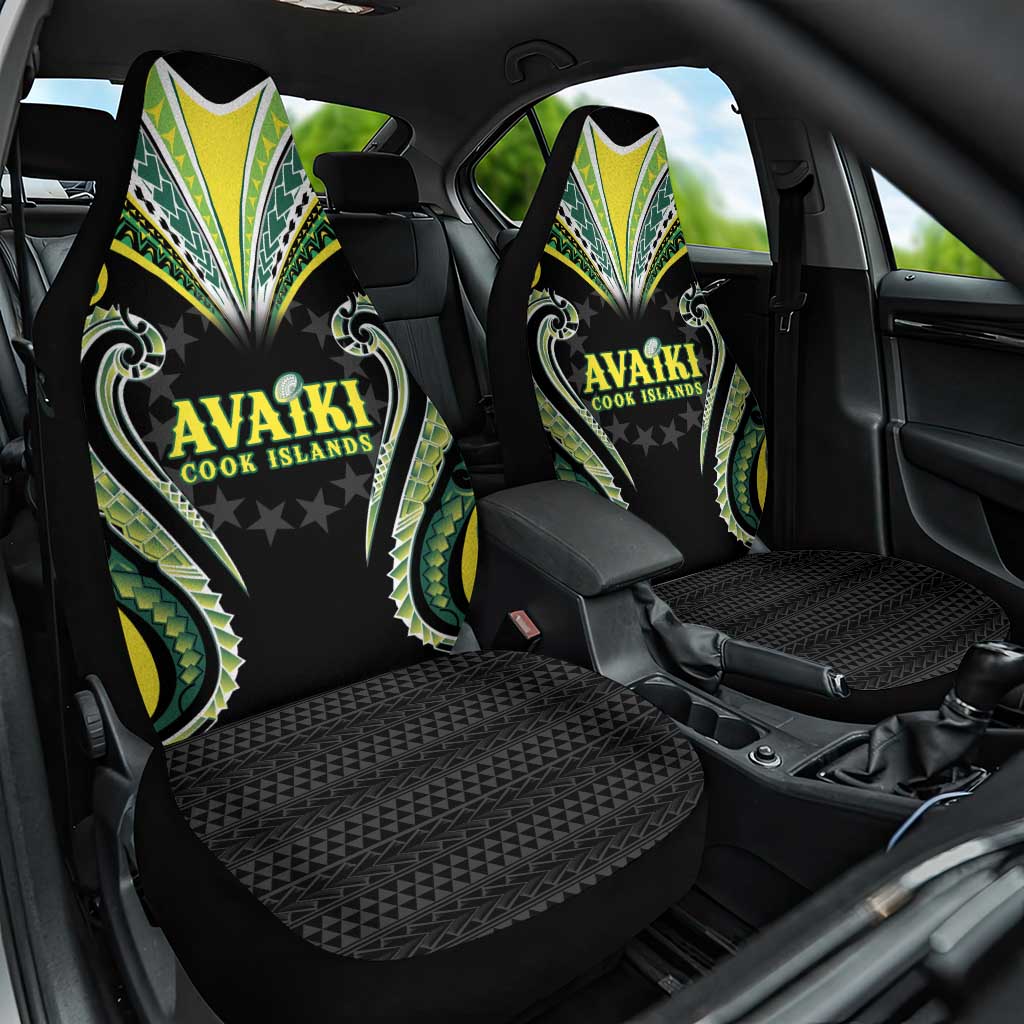 Rugby Cook Islands Avaiki Car Seat Cover Black Kuki Airani Tribal Maori Inspired LT9 One Size Black - Polynesian Pride
