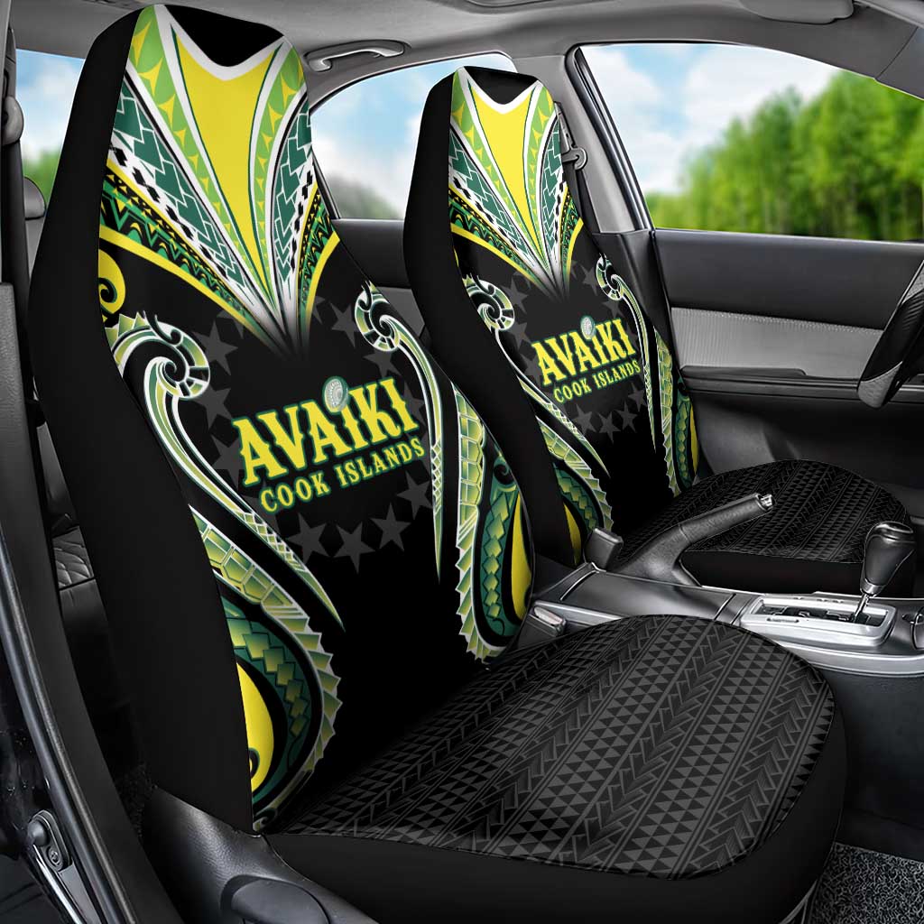 Rugby Cook Islands Avaiki Car Seat Cover Black Kuki Airani Tribal Maori Inspired LT9 - Polynesian Pride