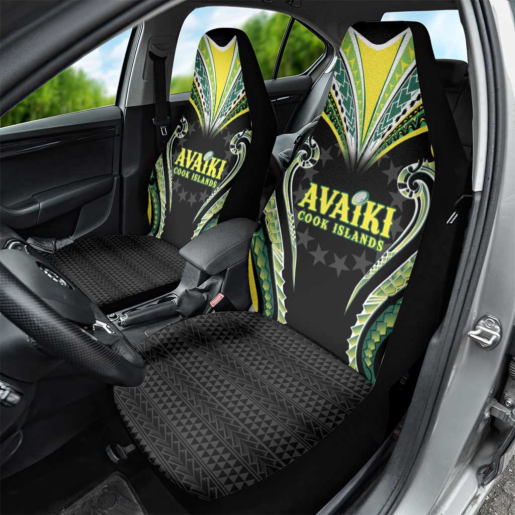 Rugby Cook Islands Avaiki Car Seat Cover Black Kuki Airani Tribal Maori Inspired LT9 - Polynesian Pride