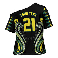 Custom Rugby Cook Islands Avaiki Cross Shoulder Shirt Black Kuki Airani Tribal Maori Inspired LT9 - Polynesian Pride