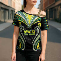 Custom Rugby Cook Islands Avaiki Cross Shoulder Shirt Black Kuki Airani Tribal Maori Inspired LT9 - Polynesian Pride