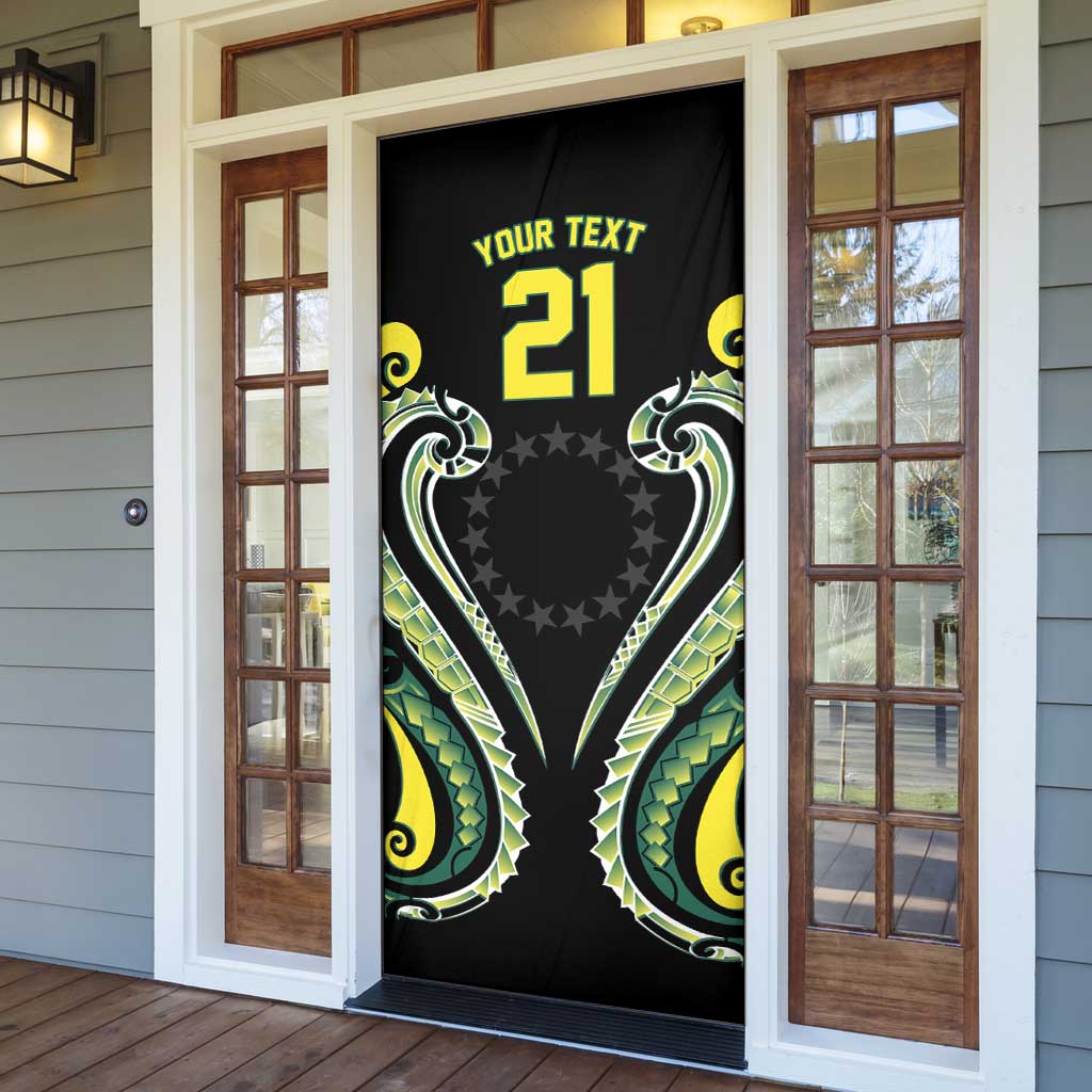 Custom Rugby Cook Islands Avaiki Door Cover Black Kuki Airani Tribal Maori Inspired LT9 - Polynesian Pride