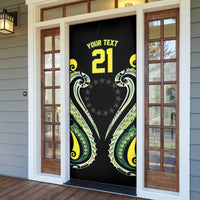 Custom Rugby Cook Islands Avaiki Door Cover Black Kuki Airani Tribal Maori Inspired LT9 - Polynesian Pride