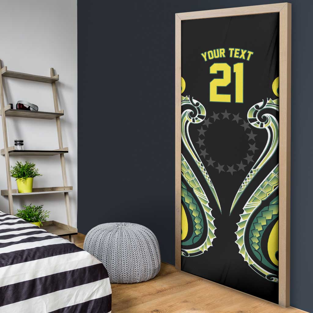Custom Rugby Cook Islands Avaiki Door Cover Black Kuki Airani Tribal Maori Inspired LT9 - Polynesian Pride
