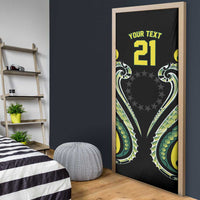 Custom Rugby Cook Islands Avaiki Door Cover Black Kuki Airani Tribal Maori Inspired LT9 - Polynesian Pride