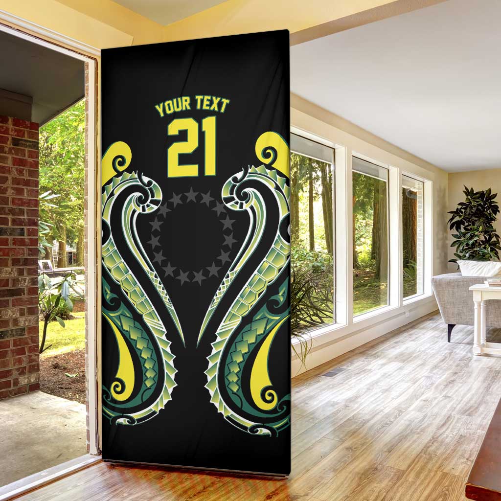 Custom Rugby Cook Islands Avaiki Door Cover Black Kuki Airani Tribal Maori Inspired LT9 - Polynesian Pride