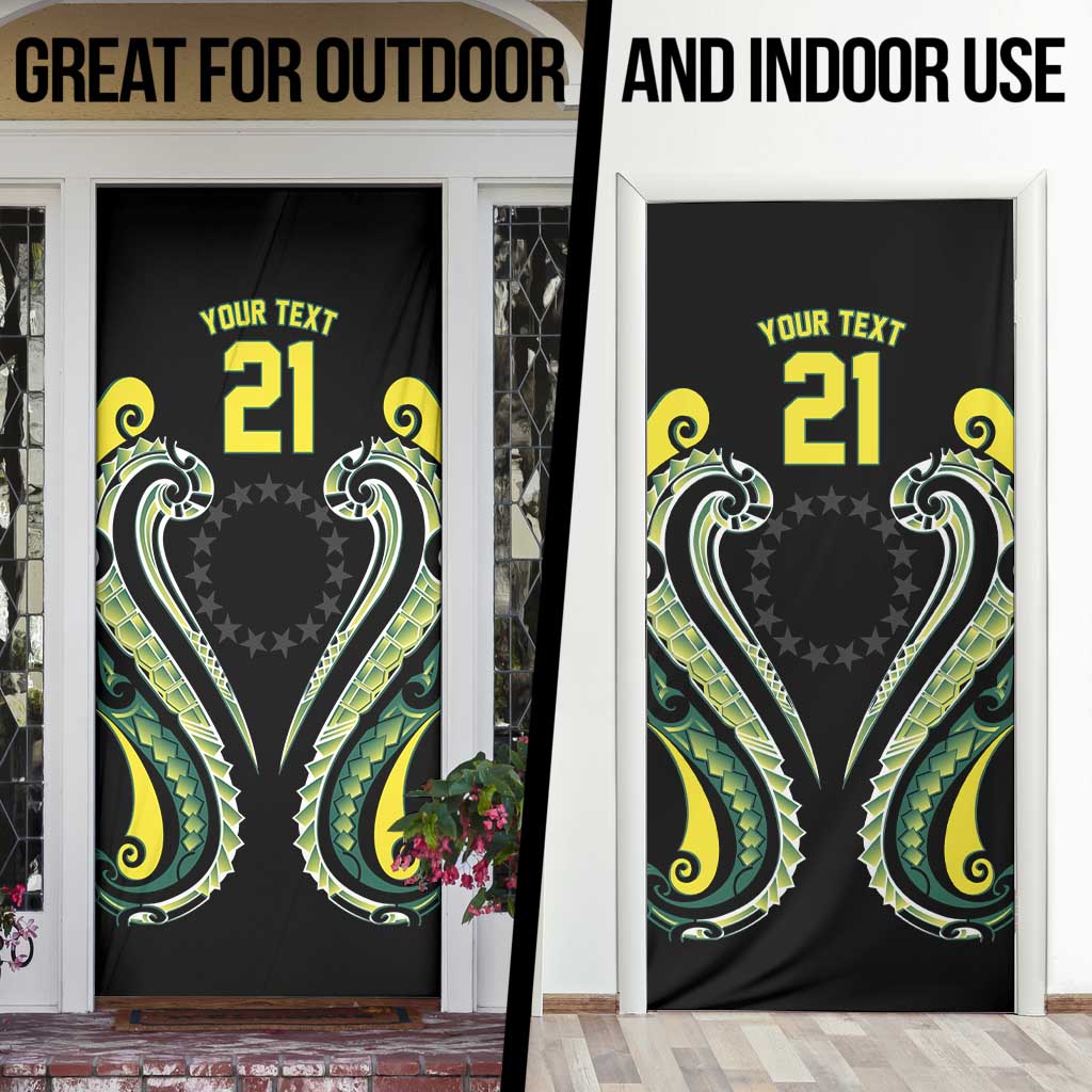 Custom Rugby Cook Islands Avaiki Door Cover Black Kuki Airani Tribal Maori Inspired LT9 - Polynesian Pride