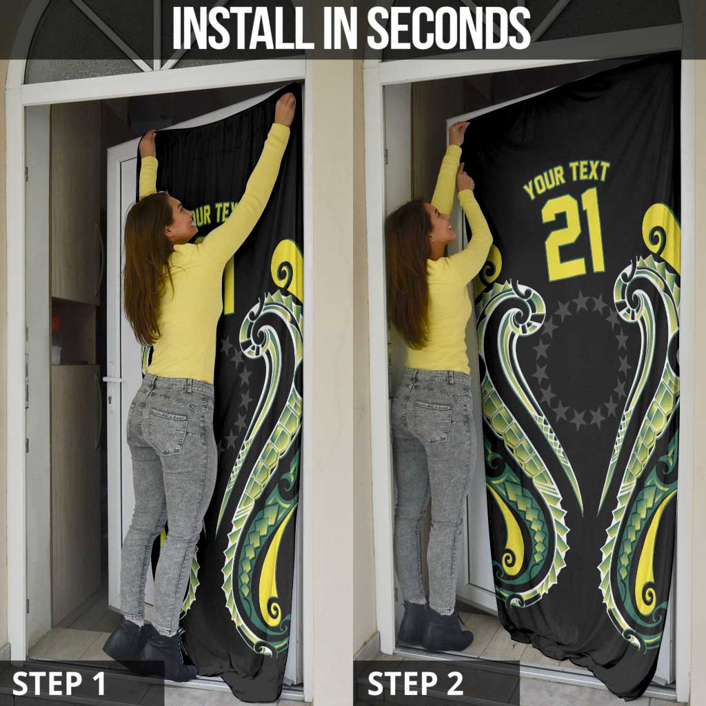 Custom Rugby Cook Islands Avaiki Door Cover Black Kuki Airani Tribal Maori Inspired LT9 - Polynesian Pride