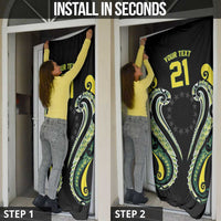 Custom Rugby Cook Islands Avaiki Door Cover Black Kuki Airani Tribal Maori Inspired LT9 - Polynesian Pride