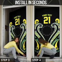 Custom Rugby Cook Islands Avaiki Door Cover Black Kuki Airani Tribal Maori Inspired LT9 - Polynesian Pride