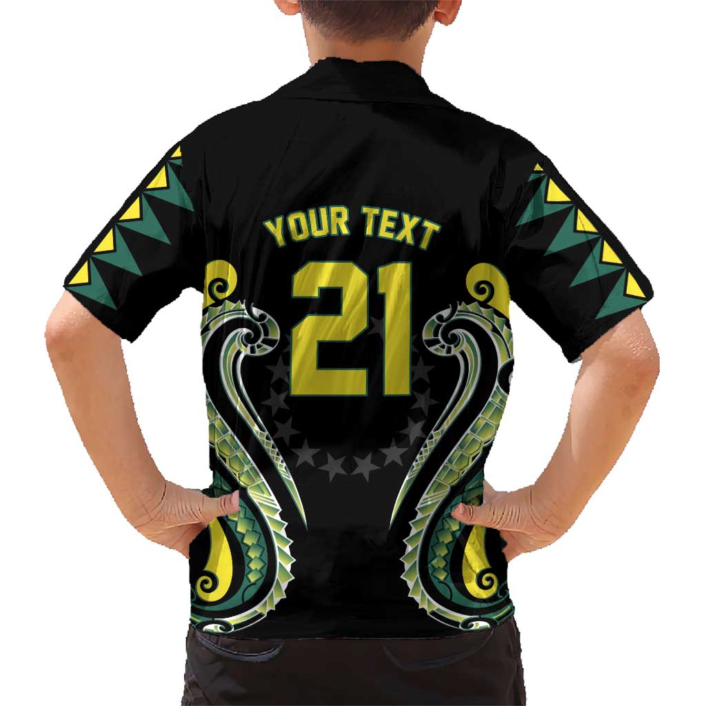 Custom Rugby Cook Islands Avaiki Family Matching Short Sleeve Bodycon Dress and Hawaiian Shirt Black Kuki Airani Tribal Maori Inspired LT9 - Polynesian Pride