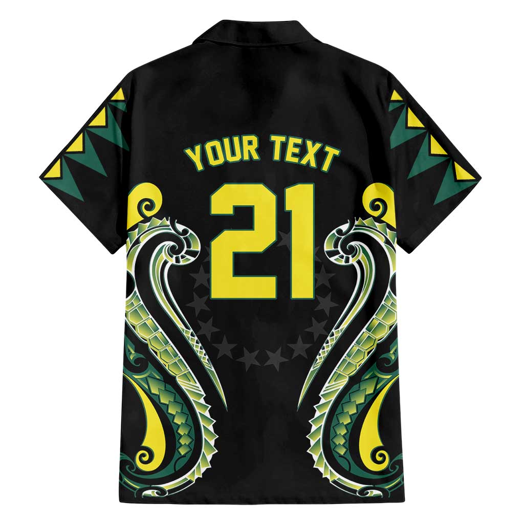 Custom Rugby Cook Islands Avaiki Family Matching Short Sleeve Bodycon Dress and Hawaiian Shirt Black Kuki Airani Tribal Maori Inspired LT9 - Polynesian Pride
