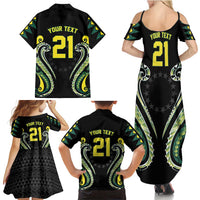 Custom Rugby Cook Islands Avaiki Family Matching Summer Maxi Dress and Hawaiian Shirt Black Kuki Airani Tribal Maori Inspired LT9 - Polynesian Pride