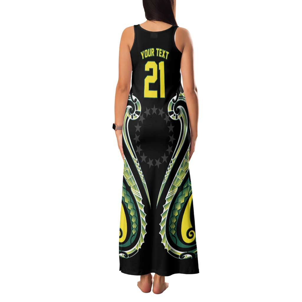 Custom Rugby Cook Islands Avaiki Family Matching Tank Maxi Dress and Hawaiian Shirt Black Kuki Airani Tribal Maori Inspired LT9 - Polynesian Pride