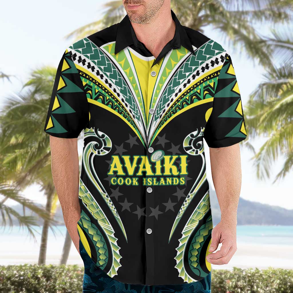 Custom Rugby Cook Islands Avaiki Hawaiian Shirt Black Kuki Airani Tribal Maori Inspired LT9 - Polynesian Pride