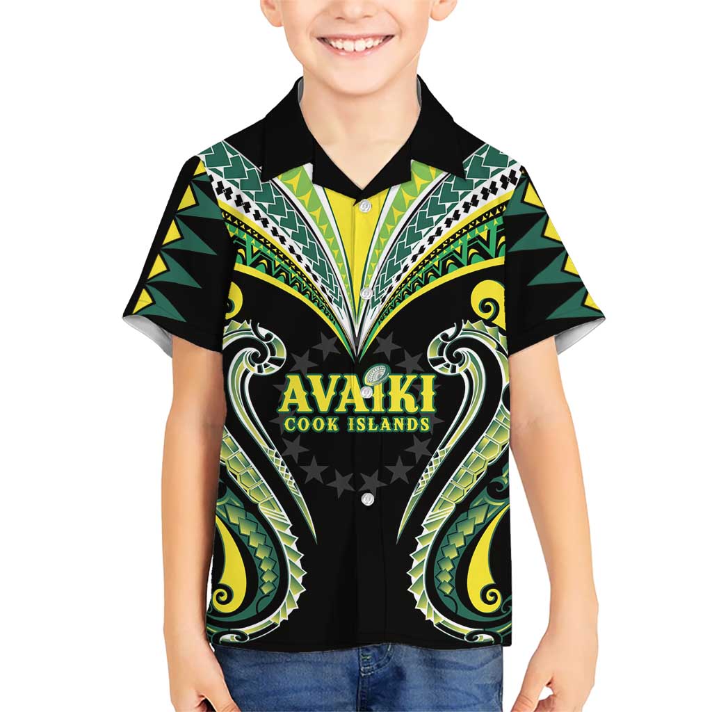 Custom Rugby Cook Islands Avaiki Hawaiian Shirt Black Kuki Airani Tribal Maori Inspired LT9 - Polynesian Pride