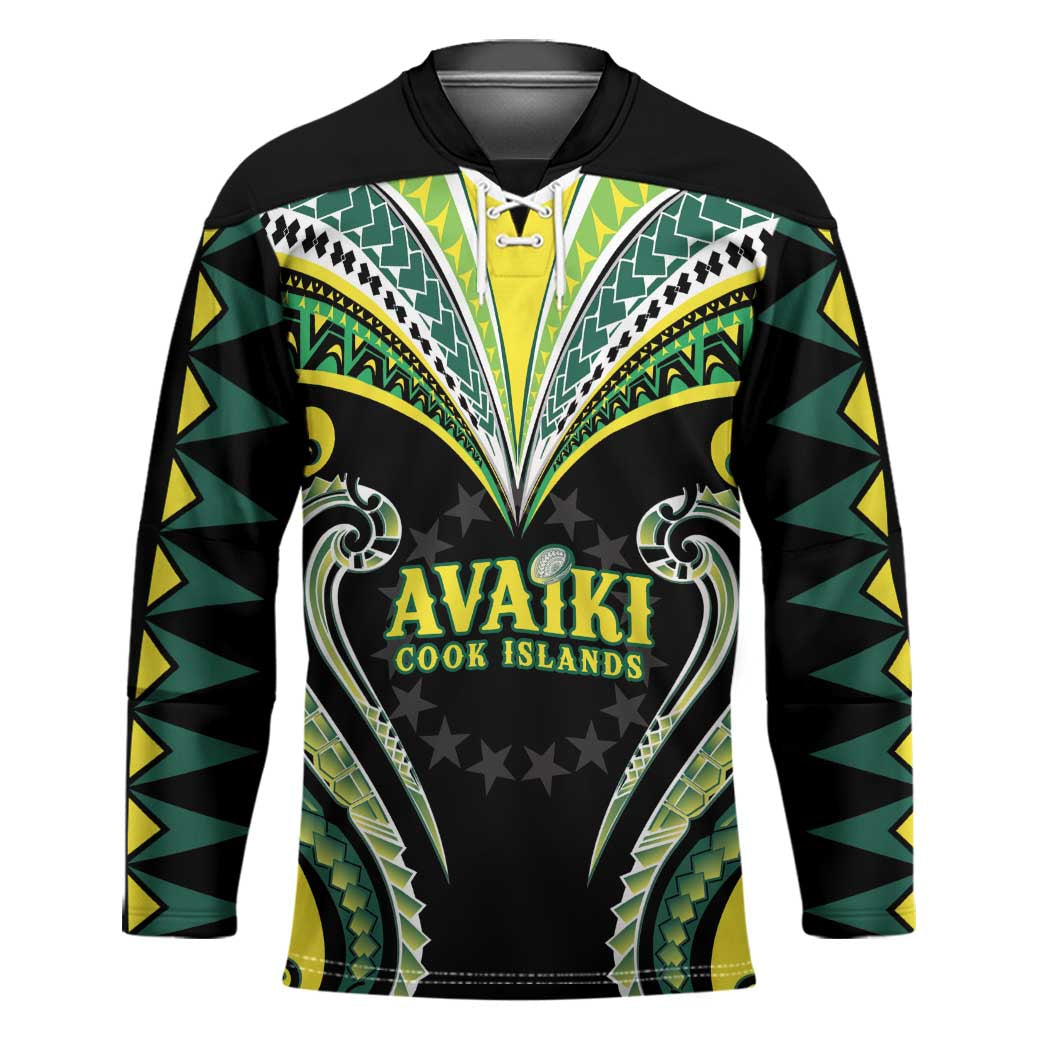 Custom Rugby Cook Islands Avaiki Hockey Jersey Black Kuki Airani Tribal Maori Inspired LT9 Unisex Black - Polynesian Pride