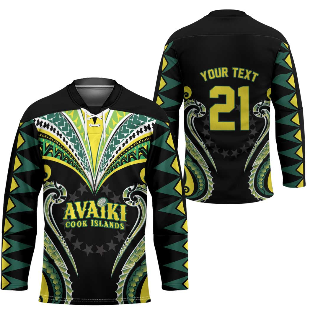 Custom Rugby Cook Islands Avaiki Hockey Jersey Black Kuki Airani Tribal Maori Inspired LT9 - Polynesian Pride