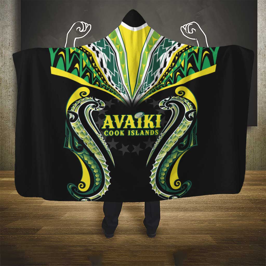 Rugby Cook Islands Avaiki Hooded Blanket Black Kuki Airani Tribal Maori Inspired LT9 - Polynesian Pride