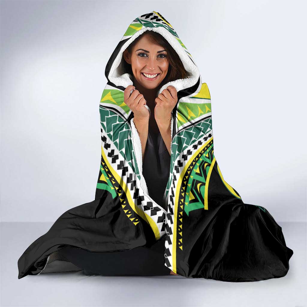 Rugby Cook Islands Avaiki Hooded Blanket Black Kuki Airani Tribal Maori Inspired LT9 - Polynesian Pride