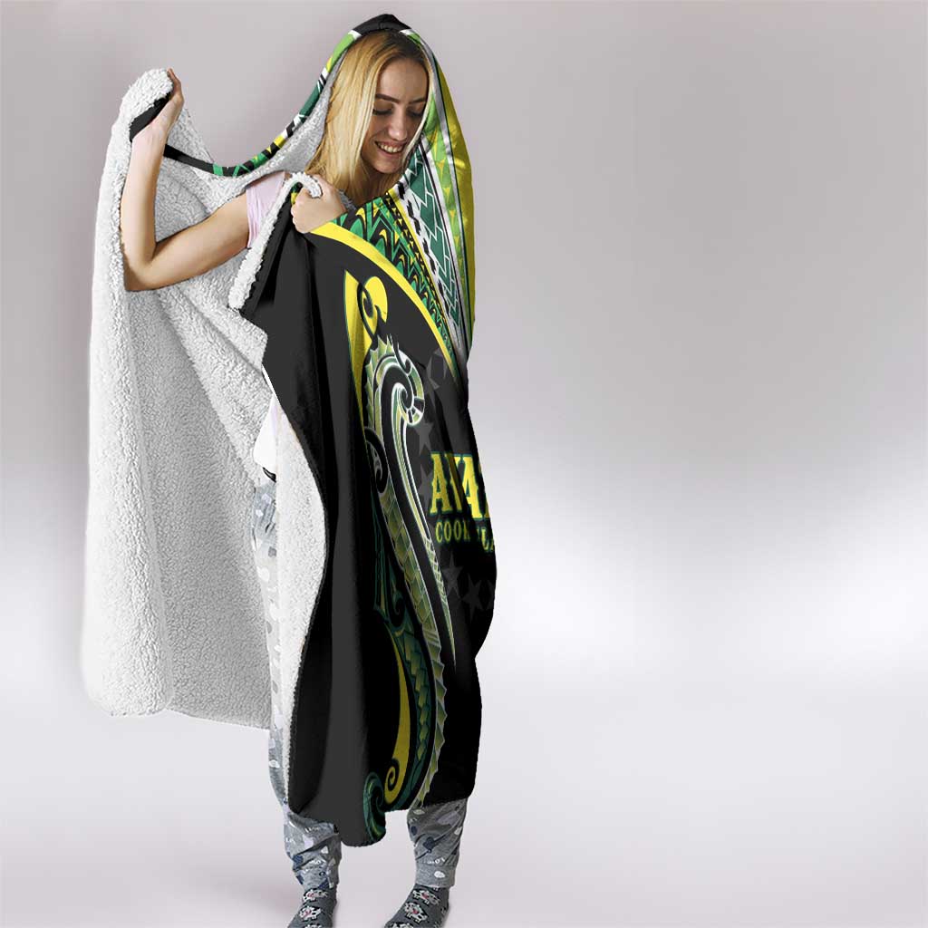 Rugby Cook Islands Avaiki Hooded Blanket Black Kuki Airani Tribal Maori Inspired LT9 - Polynesian Pride