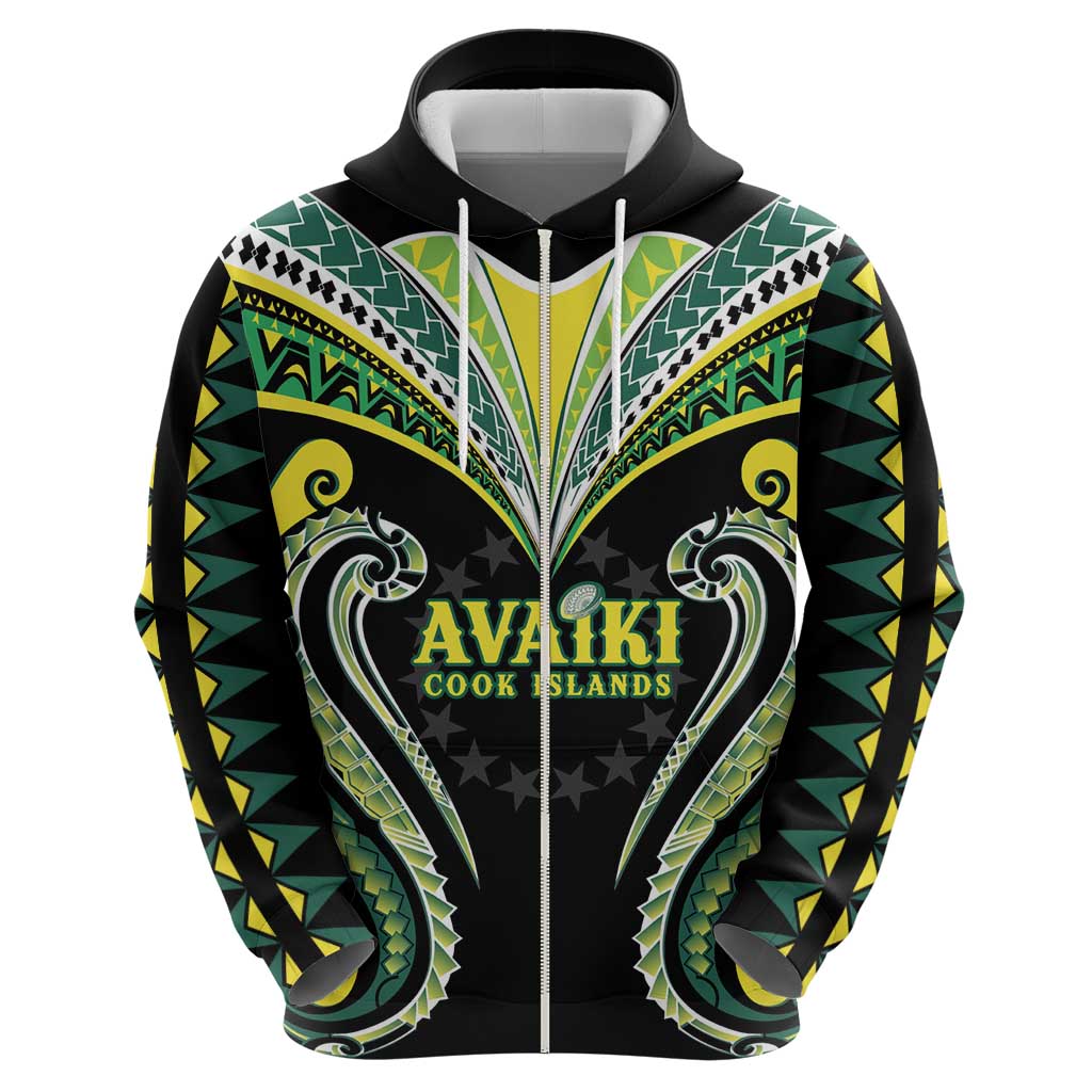 Custom Rugby Cook Islands Avaiki Hoodie Black Kuki Airani Tribal Maori Inspired LT9 - Polynesian Pride
