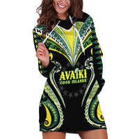 Custom Rugby Cook Islands Avaiki Hoodie Dress Black Kuki Airani Tribal Maori Inspired LT9 Black - Polynesian Pride