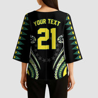 Custom Rugby Cook Islands Avaiki Kimono Sleeve Blouse Black Kuki Airani Tribal Maori Inspired LT9 - Polynesian Pride
