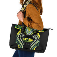 Rugby Cook Islands Avaiki Leather Tote Bag Black Kuki Airani Tribal Maori Inspired LT9 Black - Polynesian Pride