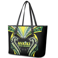 Rugby Cook Islands Avaiki Leather Tote Bag Black Kuki Airani Tribal Maori Inspired LT9 - Polynesian Pride