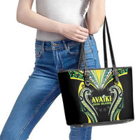 Rugby Cook Islands Avaiki Leather Tote Bag Black Kuki Airani Tribal Maori Inspired LT9 - Polynesian Pride