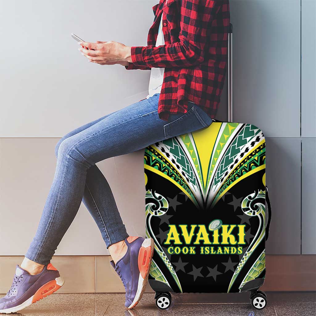 Rugby Cook Islands Avaiki Luggage Cover Black Kuki Airani Tribal Maori Inspired LT9 - Polynesian Pride