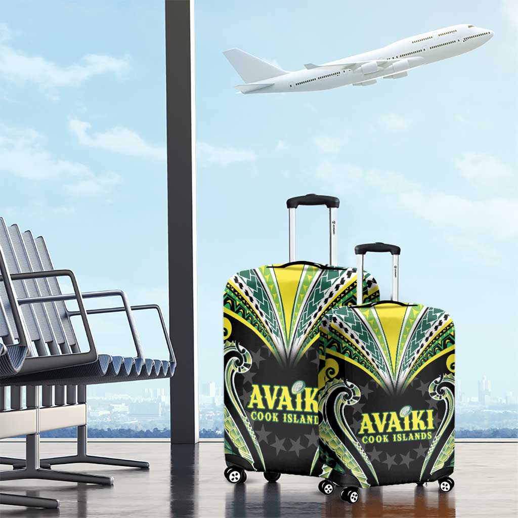 Rugby Cook Islands Avaiki Luggage Cover Black Kuki Airani Tribal Maori Inspired LT9 - Polynesian Pride