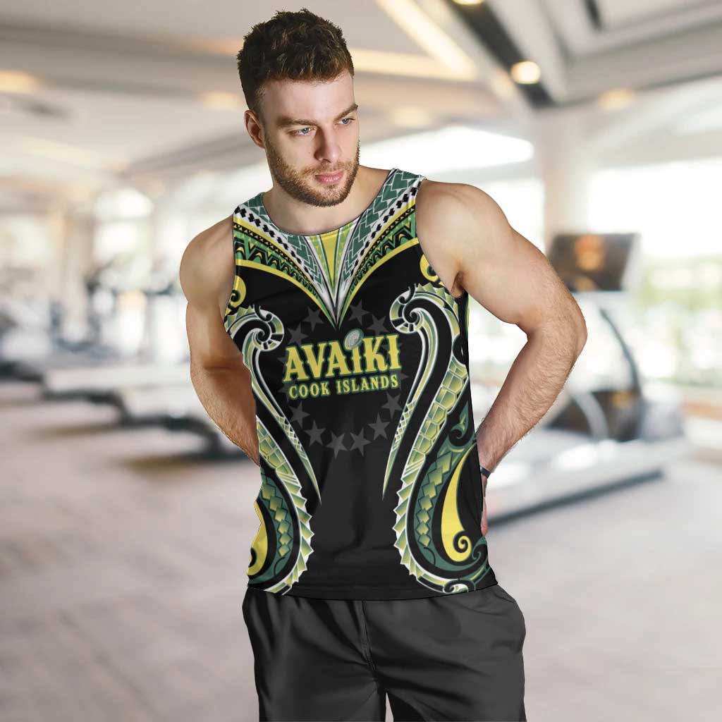 Custom Rugby Cook Islands Avaiki Men Tank Top Black Kuki Airani Tribal Maori Inspired LT9 Black - Polynesian Pride