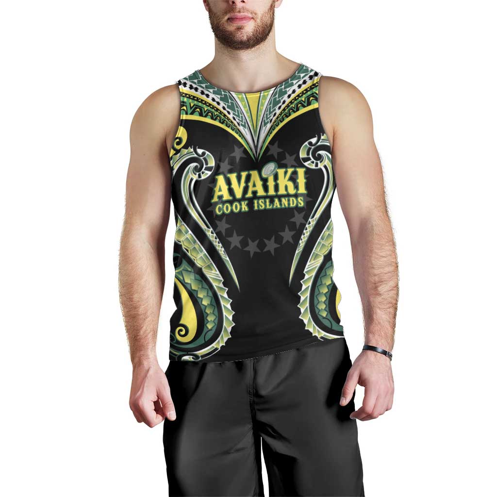 Custom Rugby Cook Islands Avaiki Men Tank Top Black Kuki Airani Tribal Maori Inspired LT9 - Polynesian Pride