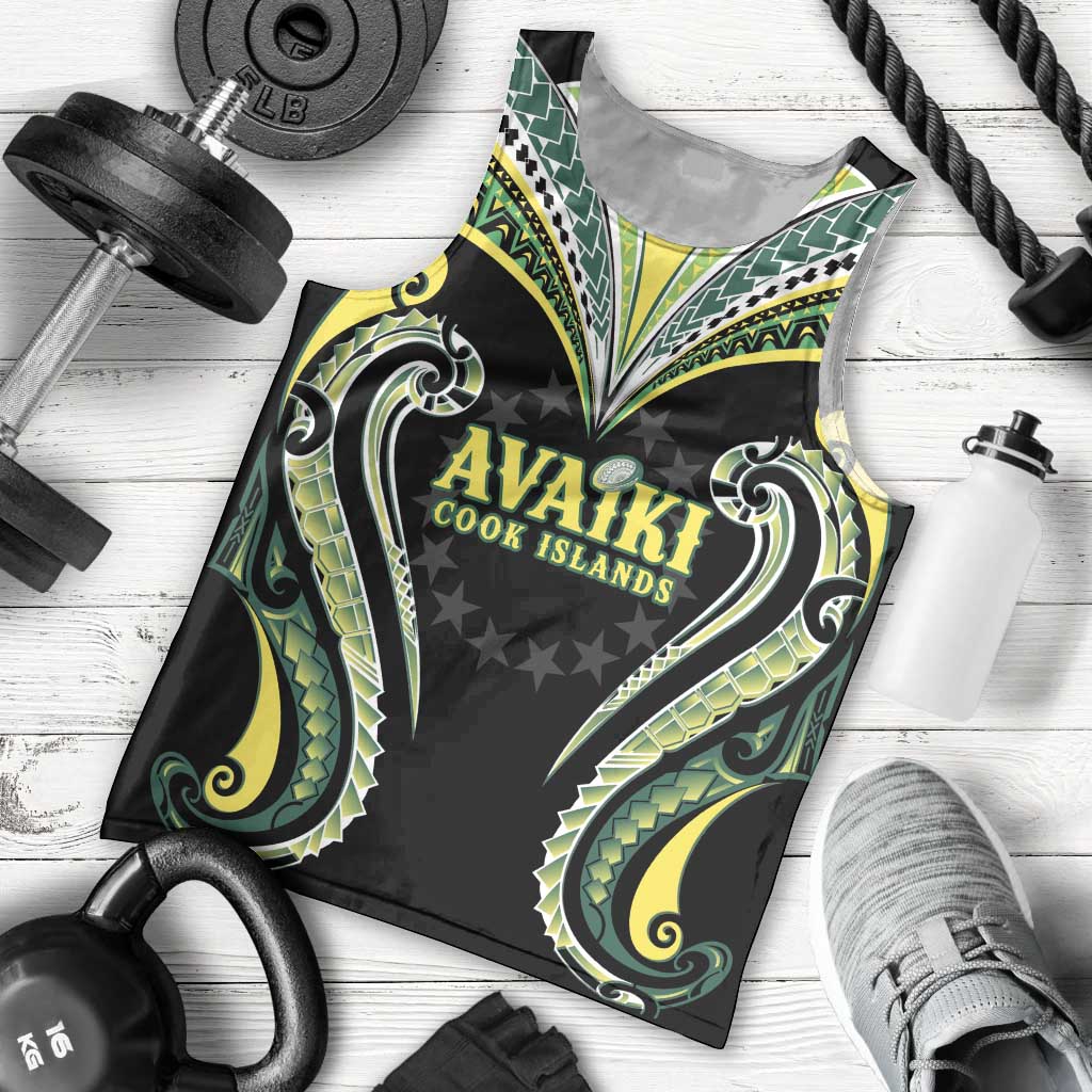 Custom Rugby Cook Islands Avaiki Men Tank Top Black Kuki Airani Tribal Maori Inspired LT9 - Polynesian Pride
