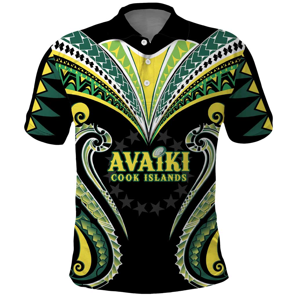 Custom Rugby Cook Islands Avaiki Polo Shirt Black Kuki Airani Tribal Maori Inspired LT9 Black - Polynesian Pride